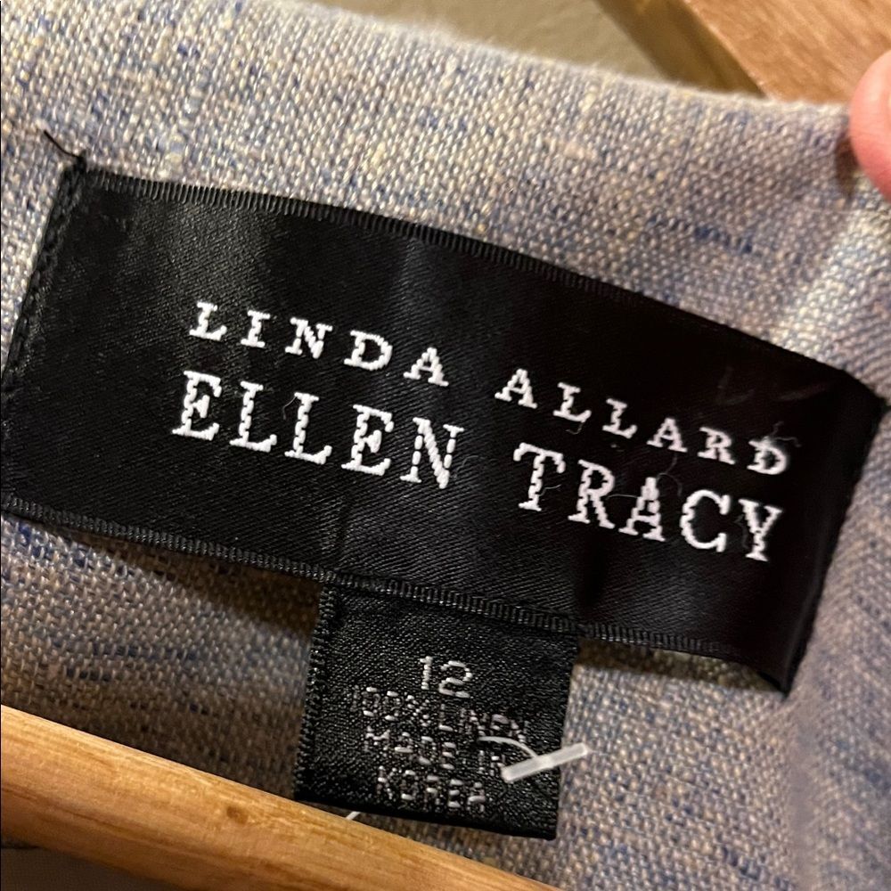 Linda Allard for Ellen Tracy Classic Chic Linen Open Blazer Size 12 - Picture 2 of 11